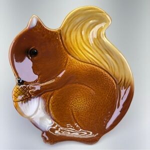 Vintage Ceramic Squirrel Acorn Dish
